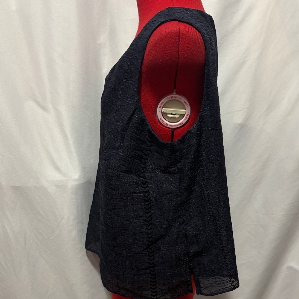 R & M Richards Navy Textured Tank Top - Picture 4 of 5
